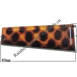 Imitate Animal skins Acrylic Beads, Painted Spray-paint, Trapezium 40x16mm Hole:2mm, Sold by Bag