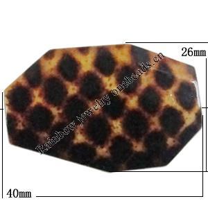 Imitate Animal skins Acrylic Beads, Painted Spray-paint, Nugget 40x26mm Hole:2.5mm, Sold by Bag