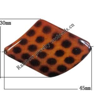 Imitate Animal skins Acrylic Beads, Painted Spray-paint, Twist 45x30mm Hole:1.5mm, Sold by Bag