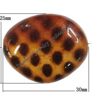 Imitate Animal skins Acrylic Beads, Painted Spray-paint, 30x25mm Hole:2.5mm, Sold by Bag