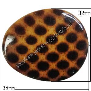 Imitate Animal skins Acrylic Beads, Painted Spray-paint, Falt Teardrop 38x32mm Hole:2mm, Sold by Bag