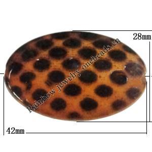 Imitate Animal skins Acrylic Beads, Painted Spray-paint, Flat Oval 42x28mm Hole:2.5mm, Sold by Bag