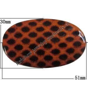 Imitate Animal skins Acrylic Beads, Painted Spray-paint, Flat Oval 51x30mm Hole:3mm, Sold by Bag