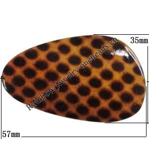 Imitate Animal skins Acrylic Beads, Painted Spray-paint, Flat Teardrop 57x35mm Hole:3mm, Sold by Bag