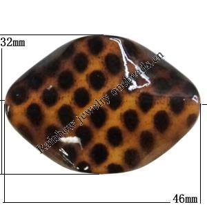 Imitate Animal skins Acrylic Beads, Painted Spray-paint, 46x32mm Hole:2mm, Sold by Bag