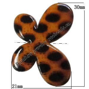 Imitate Animal skins Acrylic Beads, Painted Spray-paint, Butterfly 30x21mm Hole:3mm, Sold by Bag