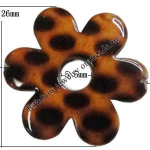 Imitate Animal skins Acrylic Beads, Painted Spray-paint, Flower 26mm,5.5mm Hole:1mm, Sold by Bag