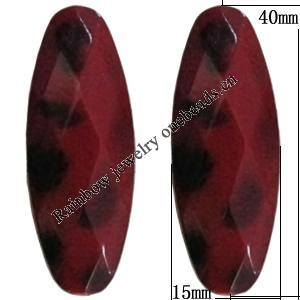 Imitate Animal skins Acrylic Beads, Painted Spray-paint, Faceted Horse Eye 40x15mm Hole:2mm, Sold by Bag