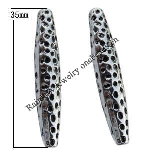 Bead Zinc Alloy Jewelry Findings Lead-free, Tube 35x7mm, Hole:1mm Sold by Bag