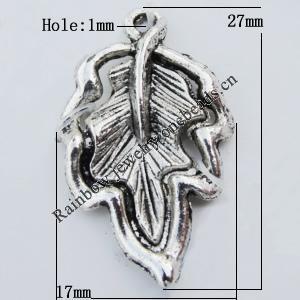 Pendant Zinc Alloy Jewelry Findings Lead-free, 17x27mm Hole:1mm Sold by Bag