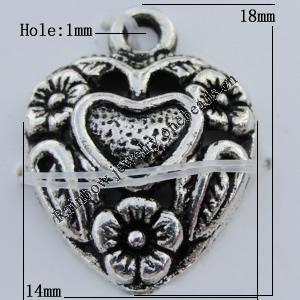 Pendant Zinc Alloy Jewelry Findings Lead-free, 14x18mm Hole:1mm Sold by Bag