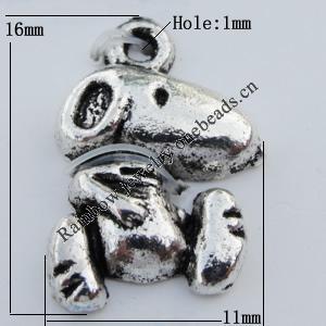 Pendant Zinc Alloy Jewelry Findings Lead-free, Animal 11x16mm Hole:1mm Sold by Bag