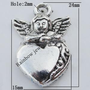 Pendant Zinc Alloy Jewelry Findings Lead-free, 15x24mm Hole:2mm Sold by Bag