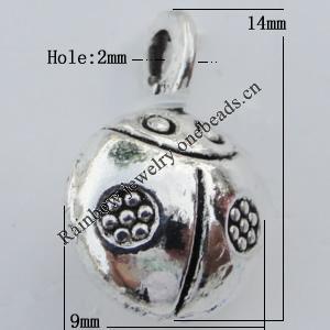 Pendant Zinc Alloy Jewelry Findings Lead-free, 9x14mm Hole:2mm Sold by Bag
