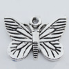 Pendant Zinc Alloy Jewelry Findings Lead-free, Butterfly 22x16mm Hole:1mm Sold by Bag