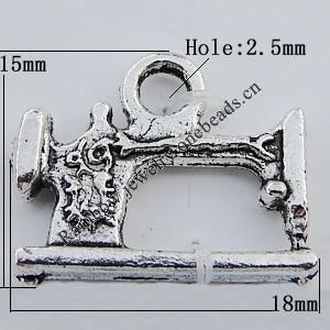 Pendant Zinc Alloy Jewelry Findings Lead-free, 18x15mm Hole:2.5mm Sold by Bag