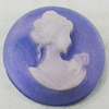 Cameos Resin Beads, No-Hole Jewelry findings, 26mm, Sold by Bag
