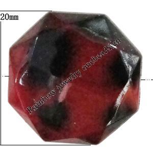 Imitate Animal skins Acrylic Beads, Painted Spray-paint, Polyhedron 20mm Hole:1mm, Sold by Bag