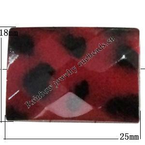 Imitate Animal skins Acrylic Beads, Painted Spray-paint, Faceted Rectangle 25x18mm Hole:1mm, Sold by Bag