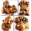 Hand-carved Boxwood Netsuke Cat Mouse,2-inch, Sold by PC