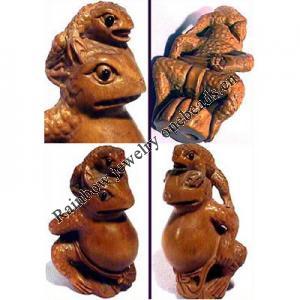 Hand-carved Boxwood Netsuke Sumo Frog with Baby,2-inch, Sold by PC