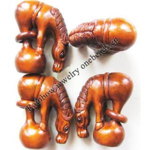 Hand-carved Boxwood Netsuke Horse with Ring,2-inch, Sold by PC