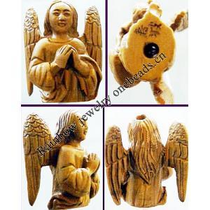 Hand carved Ojime Boxwood Angel, 25x21x13mm, Sold by PC