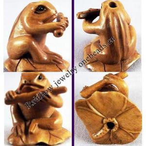 Hand carved Bead Ojime Japanese Boxwood Frog, 1 inch, Sold by PC