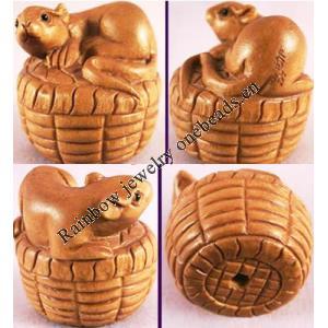 Hand carved Bead Ojime Japanese Boxwood Mouse, 1 inch, Sold by PC