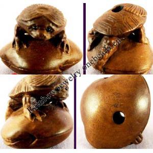 Hand carved Ojime Japanese Boxwood Kappa Clam, 1 inch, 