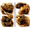 Hand carved Bead Ojime Japanese Boxwood Seated Tiger, 1 inch, Sold by PC