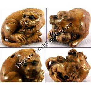 Hand carved Ojime Bead Boxwood Japanese Tiger, 1 inch, Sold by PC