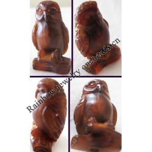 Hand carved Ojime Horn Owl Bird, 0.5 inch, Sold by PC 