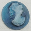 Cameos Resin Beads, No-Hole Jewelry findings, 21mm, Sold by Bag