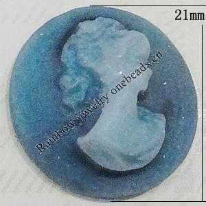 Cameos Resin Beads, No-Hole Jewelry findings, 21mm, Sold by Bag