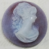 Cameos Resin Beads, No-Hole Jewelry findings, 20mm, Sold by Bag