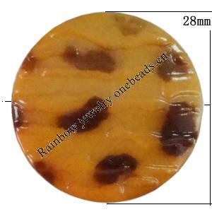 Imitate Animal skins Acrylic Beads, Painted Spray-paint, Flat Round 28mm Hole:1mm, Sold by Bag
