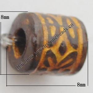 Imitation Wood Acrylic Beads, Column 8x8mm Hole:2.5mm, Sold by Bag