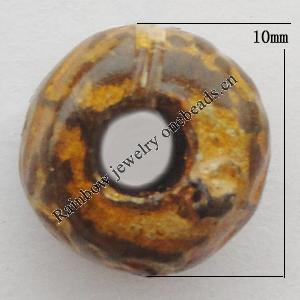 Imitation Wood Acrylic Beads, Donut 10mm, Thickness:7mm Hole:3.5mm, Sold by Bag 