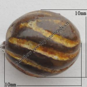 Imitation Wood Acrylic Beads, Round 10x10mm Hole:1mm, Sold by Bag 