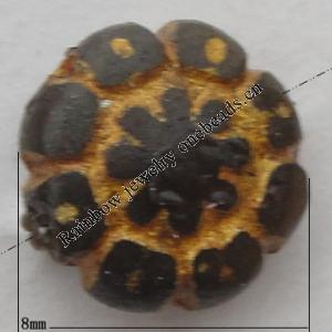 Imitation Wood Acrylic Beads, Flower 8mm,Thickness:4mm Hole:0.5mm, Sold by Bag 