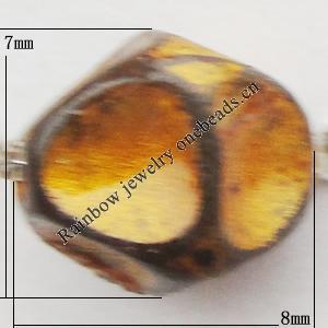 Imitation Wood Acrylic Beads, 7x8mm Hole:1mm, Sold by Bag 