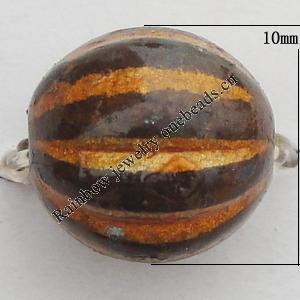 Imitation Wood Acrylic Beads, Fluted Round 10mm Hole:1mm, Sold by Bag 