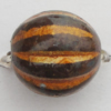 Imitation Wood Acrylic Beads, Fluted Round 10mm Hole:1mm, Sold by Bag 