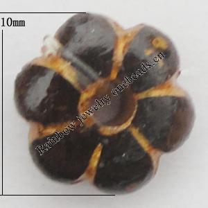 Imitation Wood Acrylic Beads, Flower 10mm,Thickness:4mm Hole:2mm, Sold by Bag 