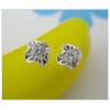 Sterling Silver Earrings platina plating with Zircon, 6x6mm, Sold by PC