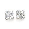Sterling Silver Earrings platina plating with Zircon, 9.5x9.5mm, Sold by PC