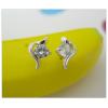 Sterling Silver Earrings platina plating with Zircon, 8.4x5.5mm, Sold by PC