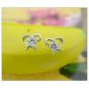 Sterling Silver Earrings platina plating with Zircon, 7x6mm, Sold by PC