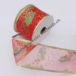 Ribbon Jewelry Printing Satin Ribbon(Christmas), 25mm Length:10 yards, Sold by PC